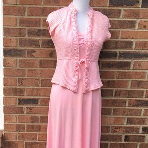 Vintage pink maxi length dress with jacket